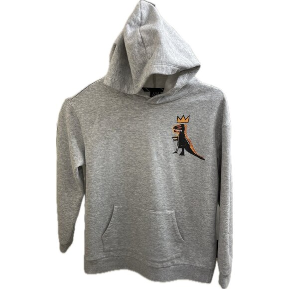 Jean Michel Basquiat Other - Jean Michel Basquiat Hoodie Boys L 14 Youth Gray Pullover Sweatshirt Fleece